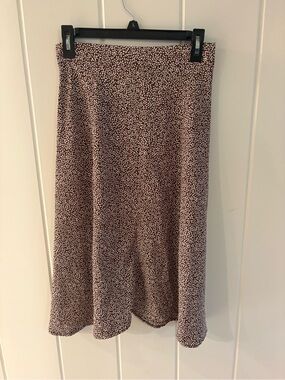 Brown & Cream Printed A-Line Midi Skirt